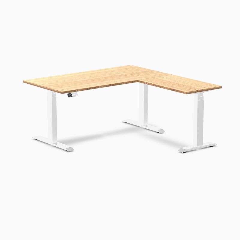 Desky Bamboo L-Shape Sit Stand Desk image number 3