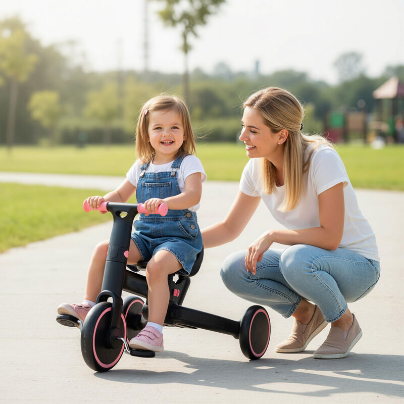 4 in 1 Kids Tricycle with Push Handle Foldable Design and Adjustable Seat image number 3