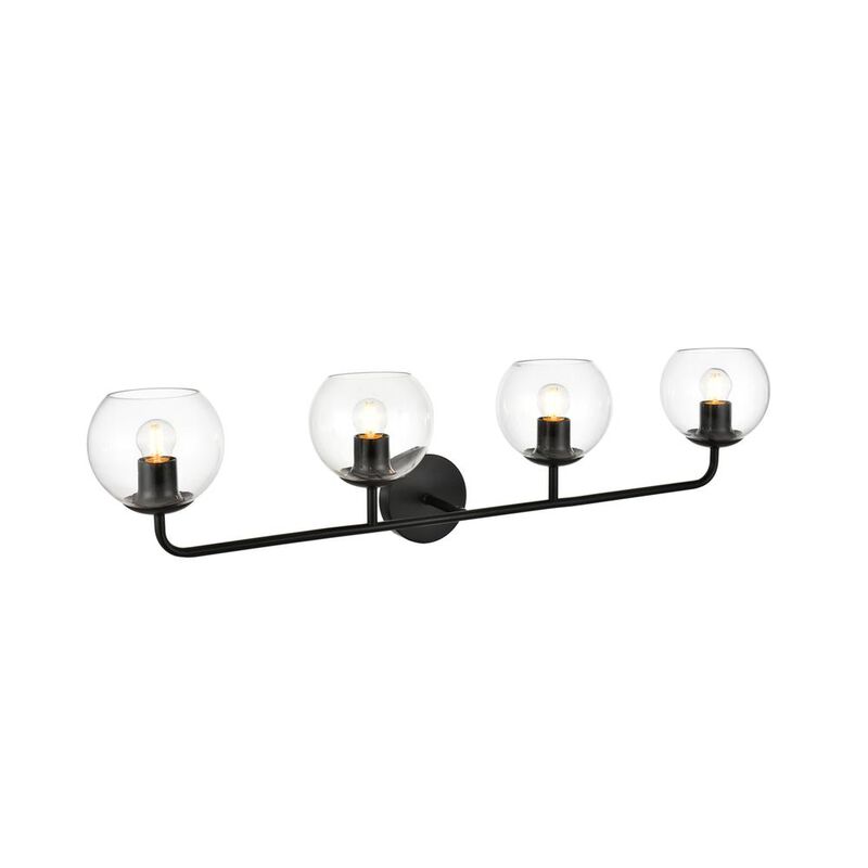 Living District Genesis 4 light Black and Clear Bath Sconce