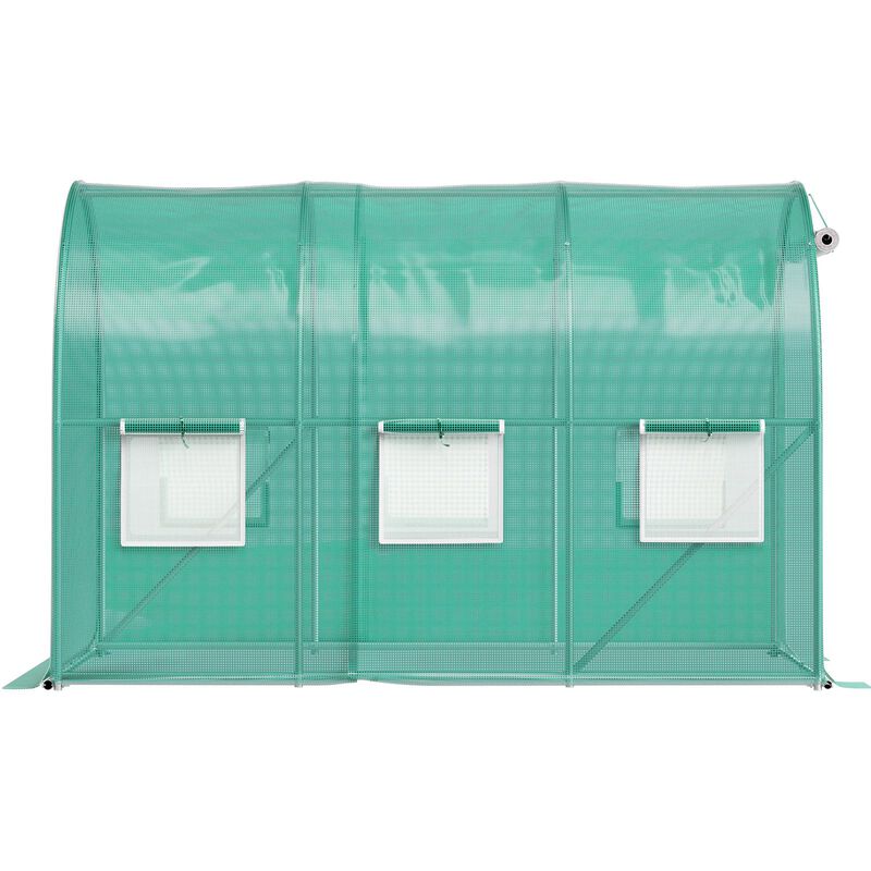 Portable Walk-In Tunnel Greenhouse with Steel Frame, Zippered Door & 6 Windows