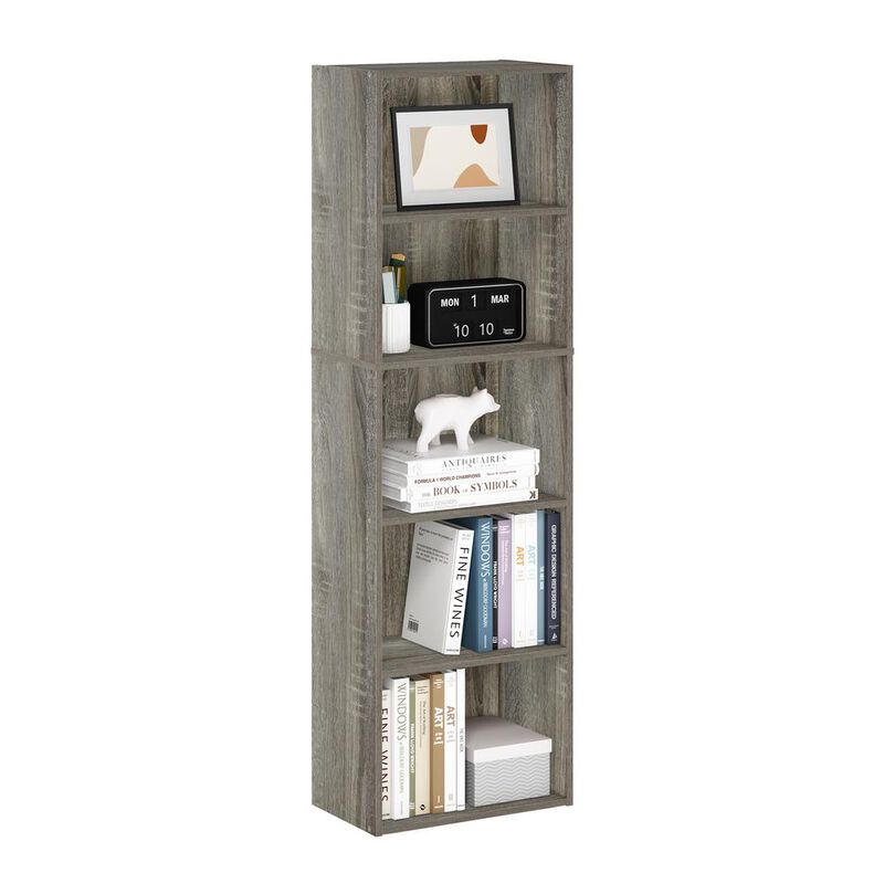 Furinno Luder 5-Tier Reversible Color Open Shelf Bookcase, French Oak
