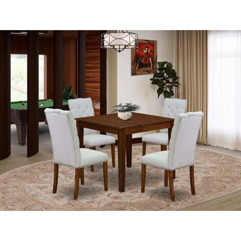 East West Furniture 5 Pc Dining Set Consist of a Square Dining Table and 4 Parson Chairs