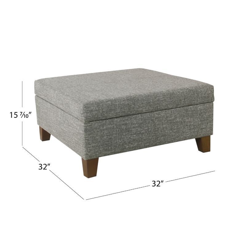 Leo Square Storage Ottoman, Textured Slate Gray, Dark Brown, 32 Inch image number 4