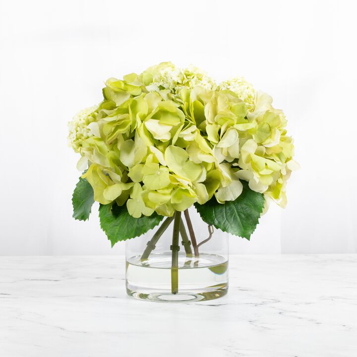Silk hydrangeas centerpiece arrangement in vase
