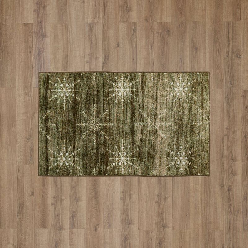 Prismatic Barnwood Snowflakes Bath and Kitchen Mat Collection