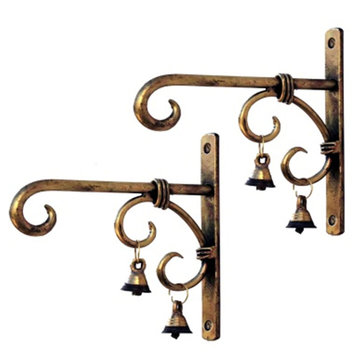 Handmade Eco-Friendly Vintage Iron Antique Gold Finish Wall Bracket  8"x8"x1" From BBH Homes