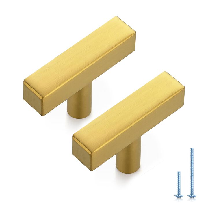 JOY DECOR 30 Pack Single Hole Brushed Brass Square Cabinet Handles Stainless Steel Cabinet Hardware Pulls for Kitchen and Drawer