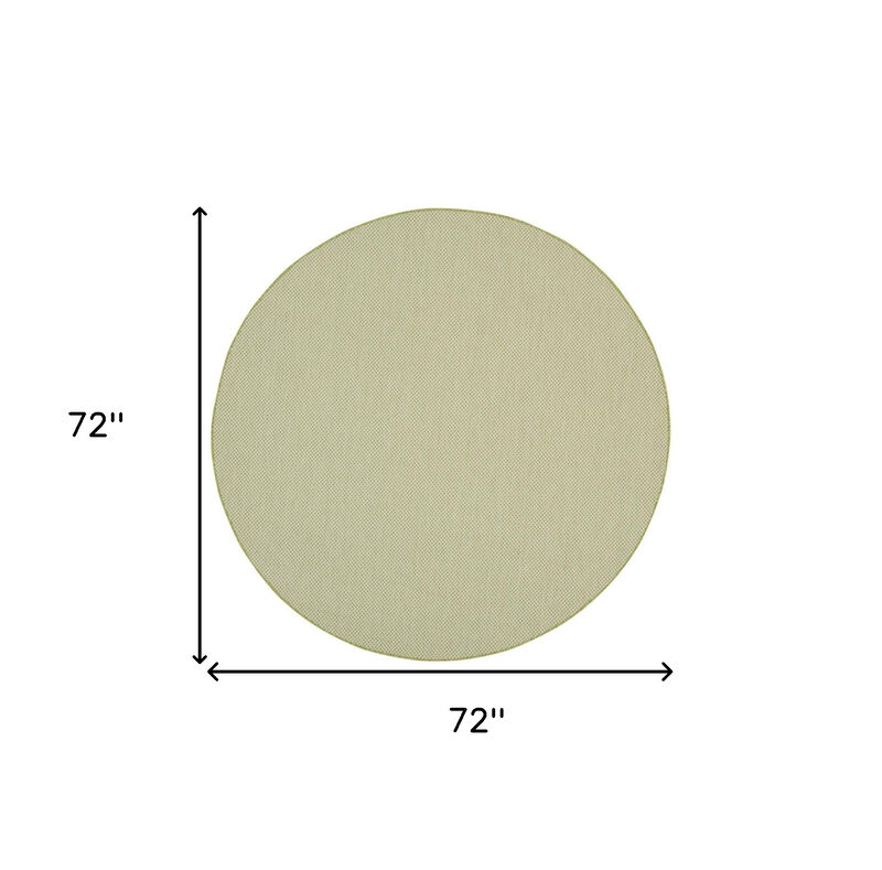 HomeRoots 6' Ivory And Green Round Geometric Indoor Outdoor Area Rug image number 6