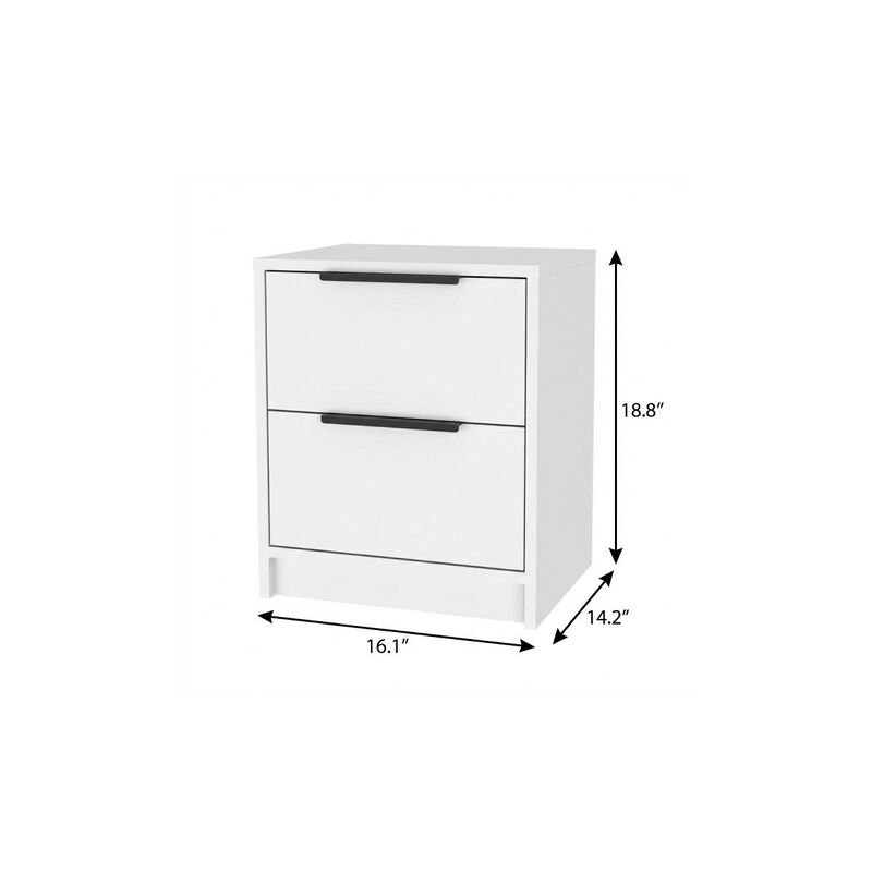 HomeRoots 19" White Wood Two Drawer Nightstand image number 6