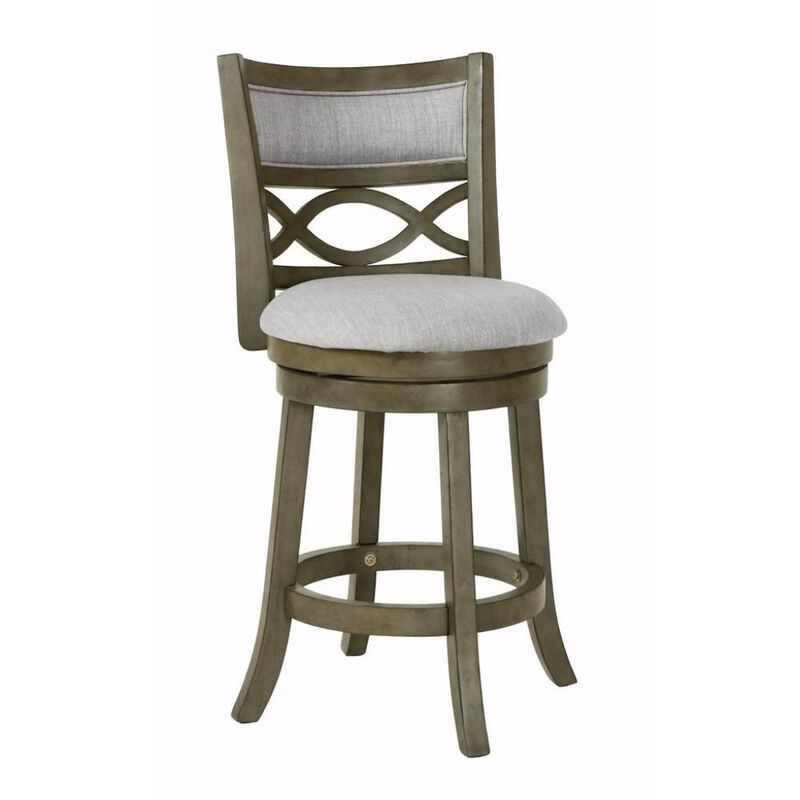 24-Inch Solid Wood Counter Stool 360 Swivel Fabric Seat Ant Gray image number 0