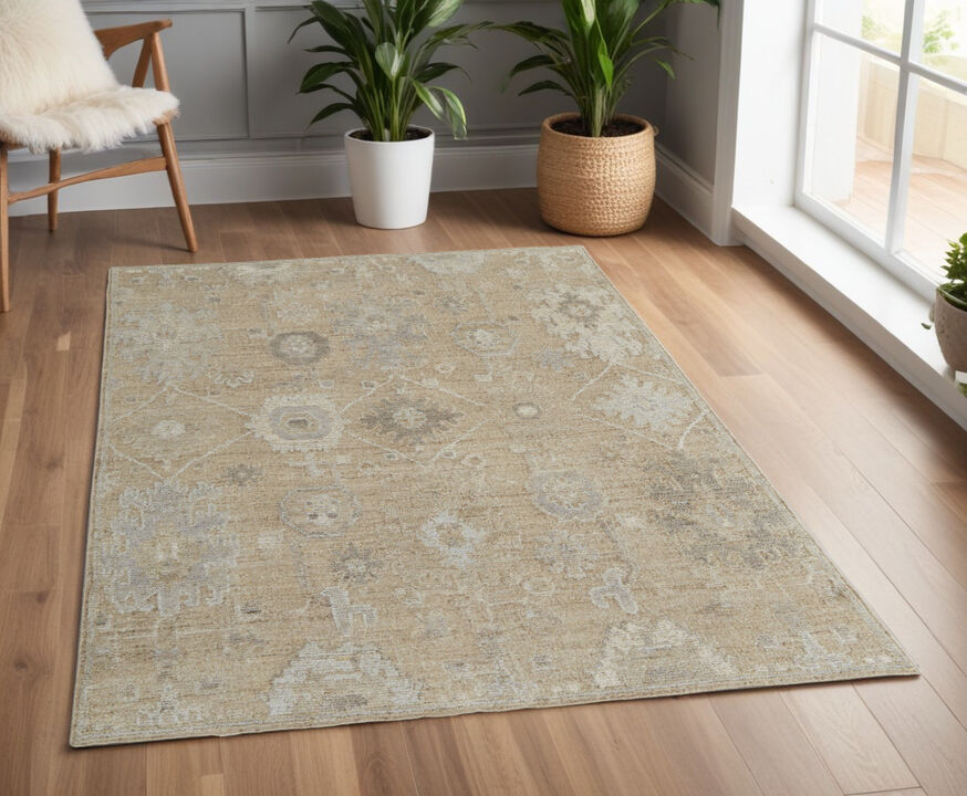 HomeRoots Wool Floral Hand Knotted Area Rug