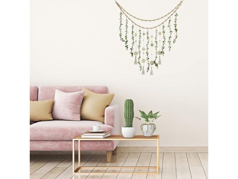 Boho Eucalyptus Wall Hanging Wooden Bead Garland Decor for Bedroom Home image number 1