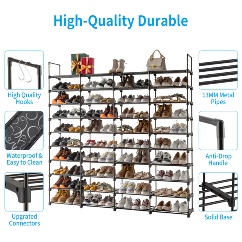 10-Tier Shoe Rack Storage Organizer, Stackable Shoe Cabinet for Entryway, Holds 80 Pairs of Shoes