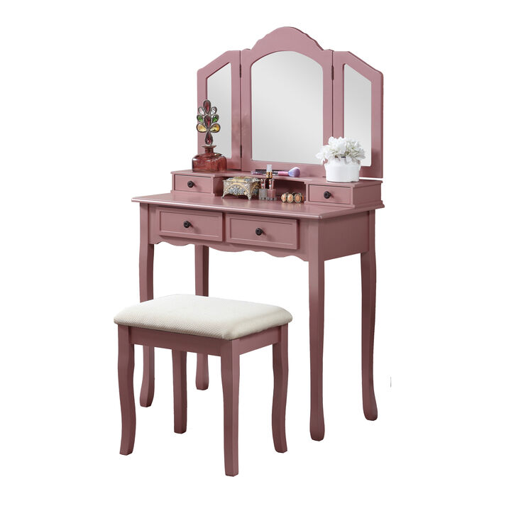 TATEUS Wooden Vanity Make Up Table and Stool Set