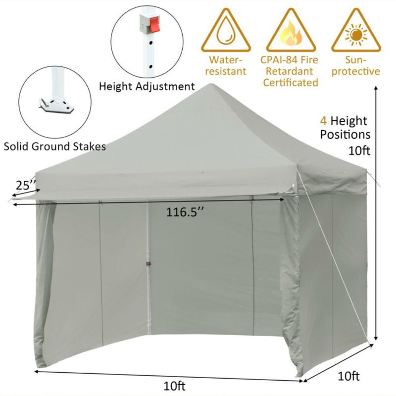 Hivvago 10 x 10 Feet Pop up Gazebo with 4 Height and Adjust Folding Awning