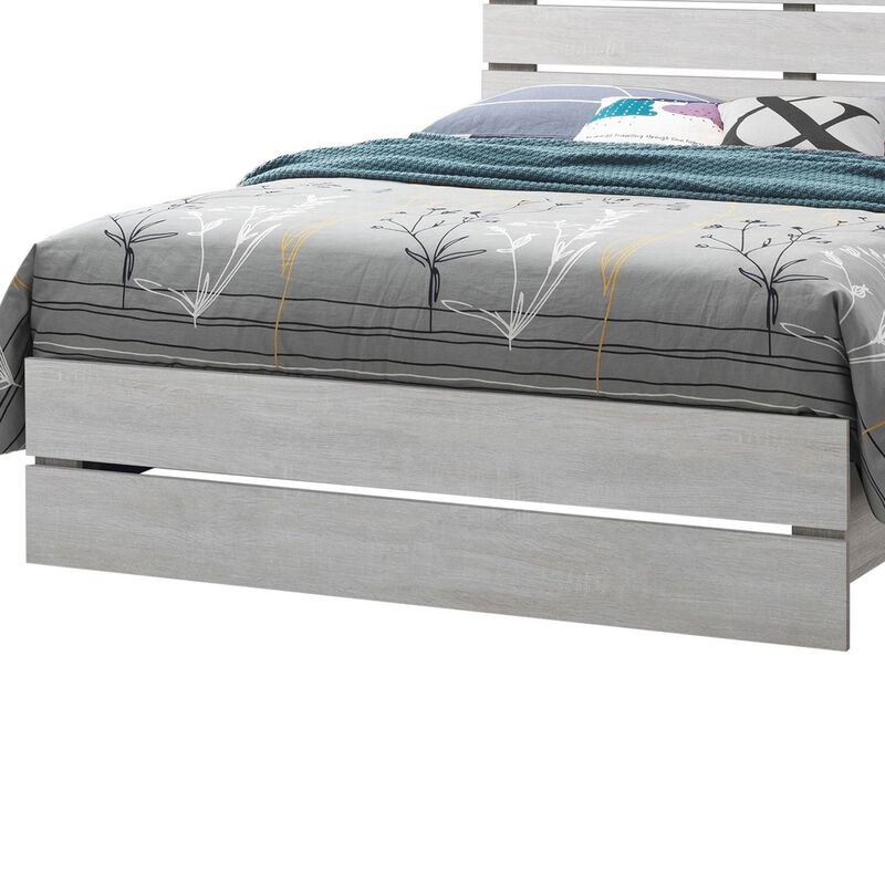 Eastern King Bed with Panel Headboard and Footboard, White-Benzara
