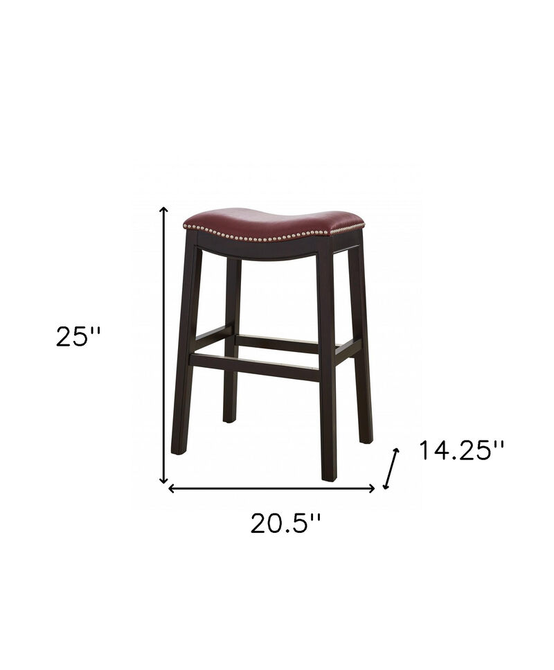 Hivvago 26 Inch Dark Red and Espresso Solid Wood Backless Counter Height Bar Chair