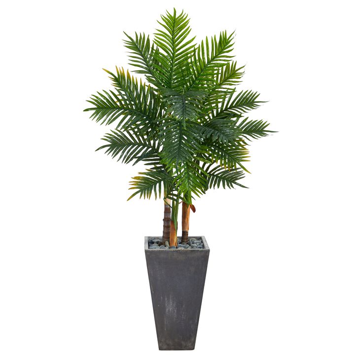 HomPlanti 63 Inches Areca Artificial Palm Tree in Cement Planter (Real Touch)