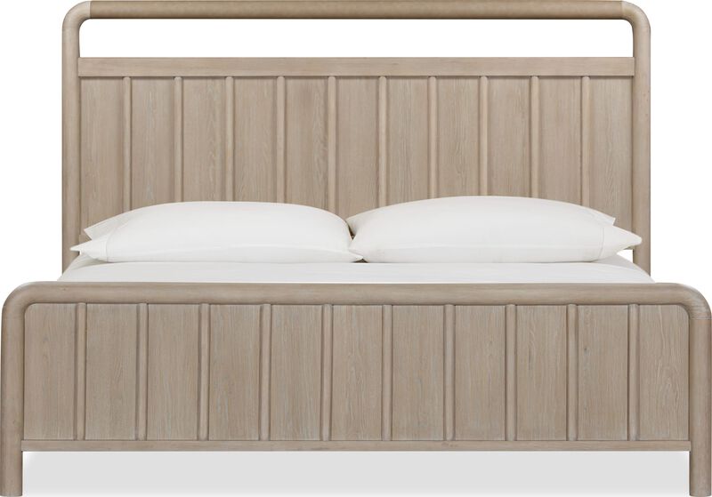 Camden California King-size Shiplap Oak Wood Platform Bed in Chai