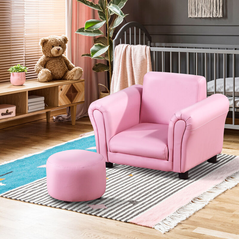 Baby Sofa with Footstool for Playroom, Children's Bedroom, Nursery Room, Black