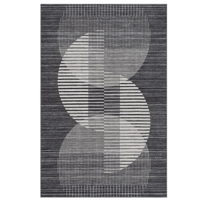 10X13 FT Washable Area Rug for Living Room Modern Geometric Rug Soft Non Slip Bedroom Carpet image number 0