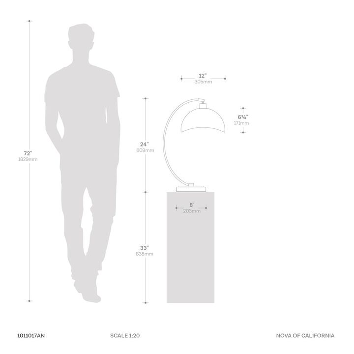 NOVA OF CALIFORNIA Luna Bella Table Lamp - Nickel/Matte Black/Silver Leaf