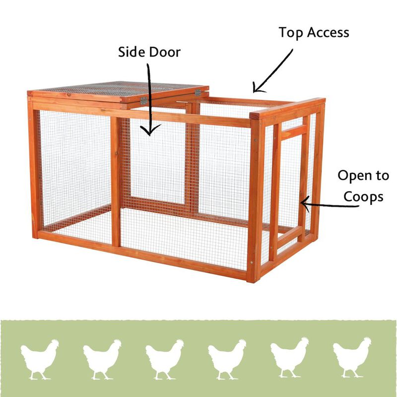 TRIXIE Weatherproof Outdoor Wood & Wire Chicken Run Extension for Chicken Coops, Brown image number 4