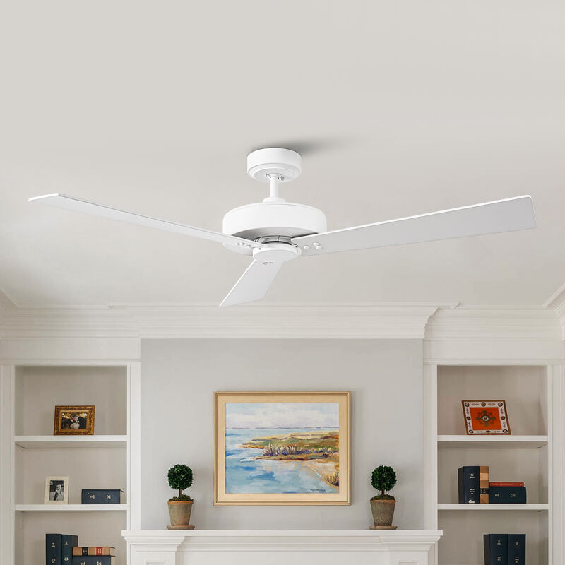 52 in. Satin White Reversible 3-Blade Ceiling Fan with Wall Control without Light