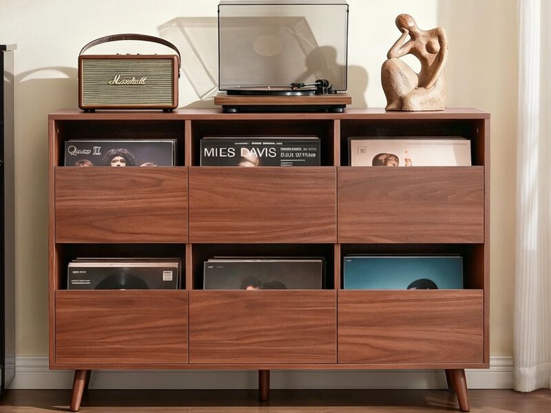 Flukro Vinyl Record Storage Media Console Cabinet image number 7