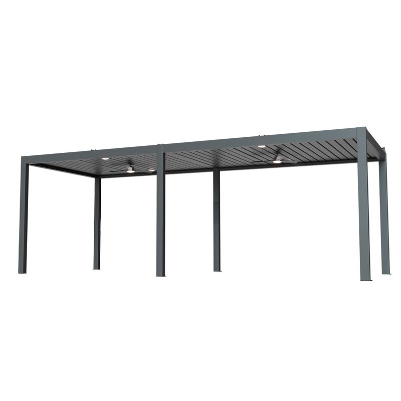 Mondawe 10'x25' Solar Premium Pergola,Intelligent Control W/ Conceal Drainage&Self-Adjusting Louvers