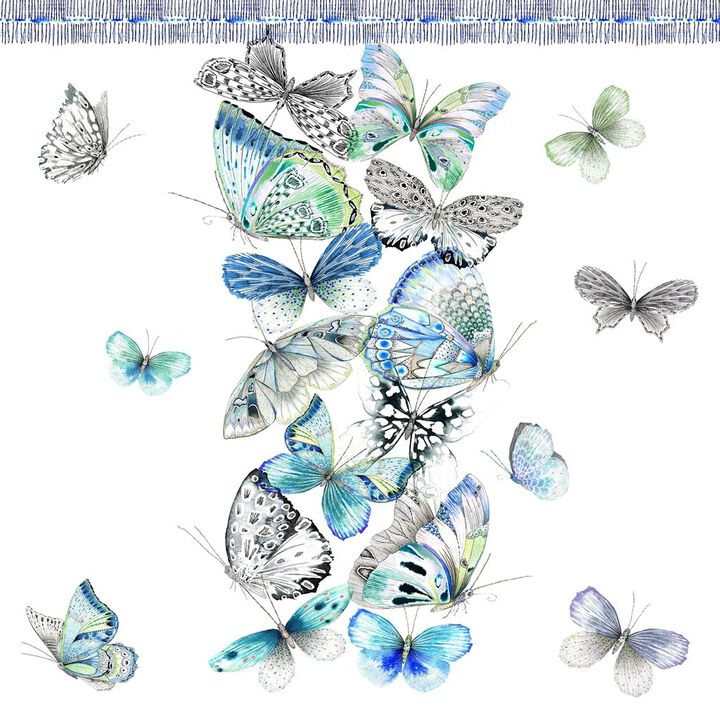 Papillons Cobalt Shower Curtain, 72'' x 72''