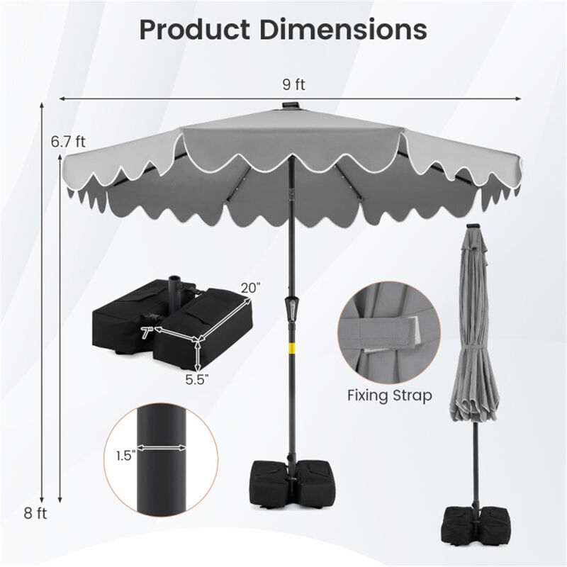 10ft tilt navy blue patio umbrella Homrest 10ft Solar Lighted Patio Umbrella, Infinite Tilt, Crank and Cr main image 1