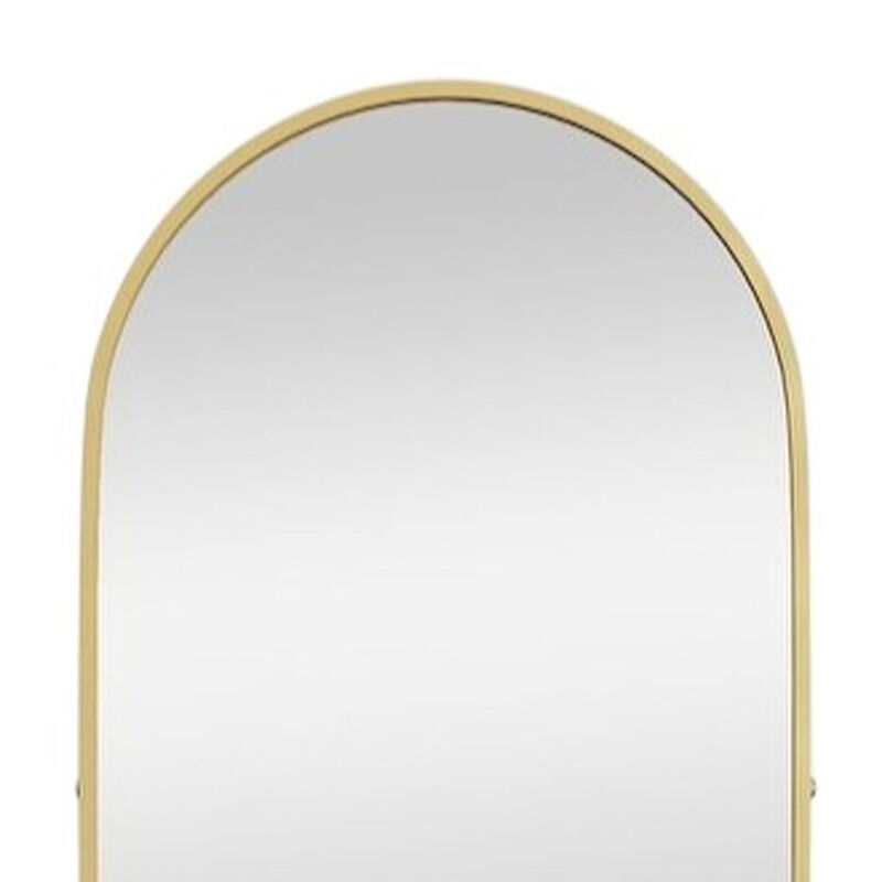 HomeRoots 70" Gold Metal Arch Wall Mounted Leaning Or Freestanding Framed Full Length Mirror image number 2