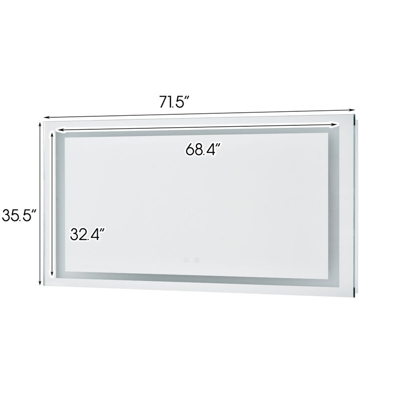 Bathroom Vanity LED Lighted Mirror-72x36