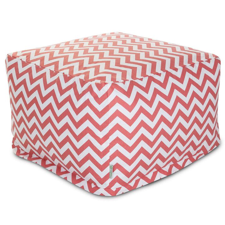 Majestic Home Goods Ottoman Pouf Chevron Coral