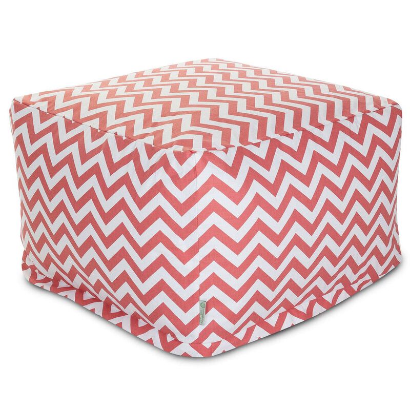 Majestic Home Goods Ottoman Pouf Chevron Coral
