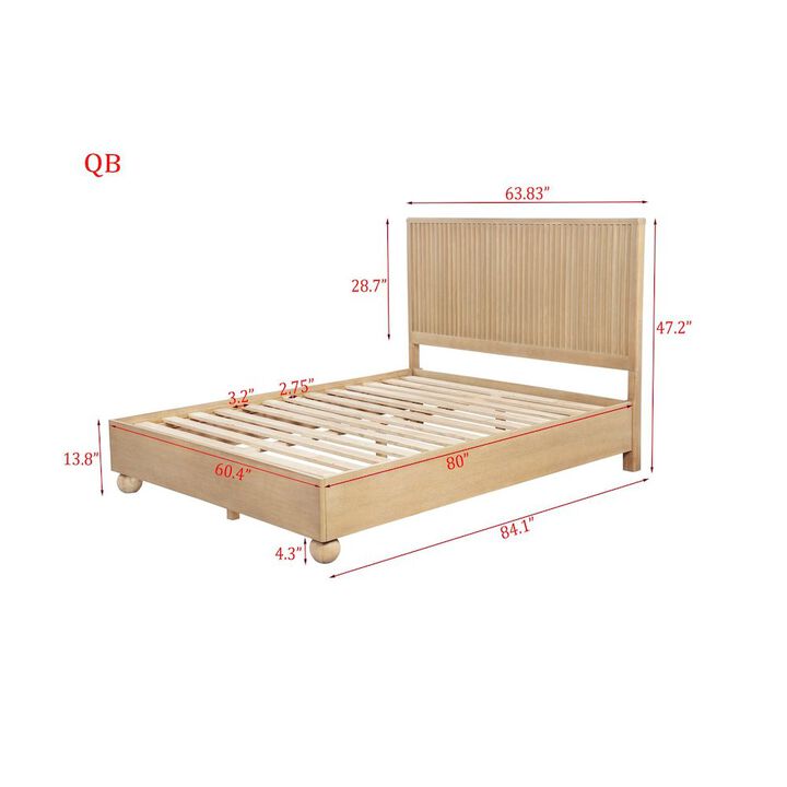 Best Master Furniture Daplen Scandinavian Modern Queen Bed Frame, Light Oak