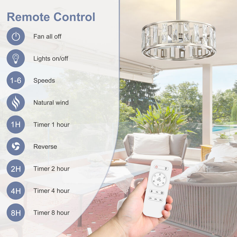 Breezary 20-in Nickel Indoor Cage Ceiling Fan with Light Remote (5-Blade) image number 2