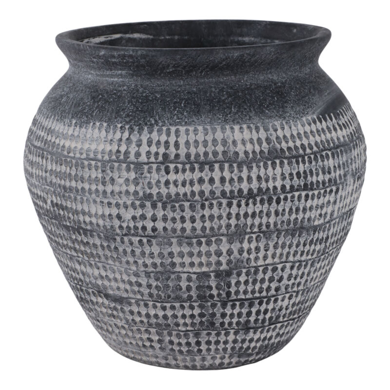 10x9" Textured Stoneware Vase, Black image number 2