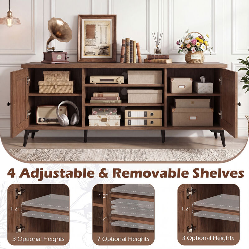 Modern Entertainment Center TV Stand with 2 Doors for 65 Inch TVs image number 7