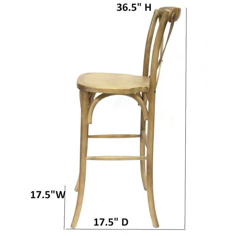 Commerical Seating Products Rustic Tinted Raw Crossback Bar Stool Chairs