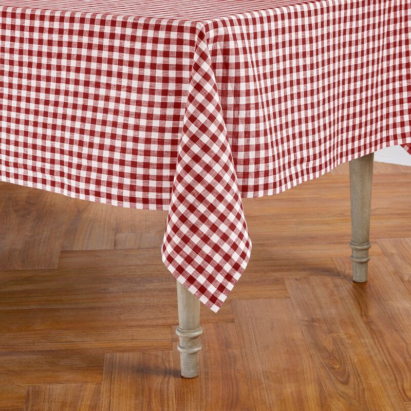 Solino Home Gingham Check 100% Linen Tablecloth &ndash; Handcrafted, Machine Washable, Perfect for Holiday and Everyday Dining