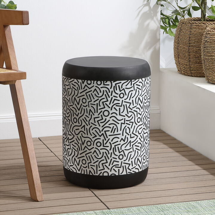 Indi Modern Bohemian Geometric Drum Garden Stool