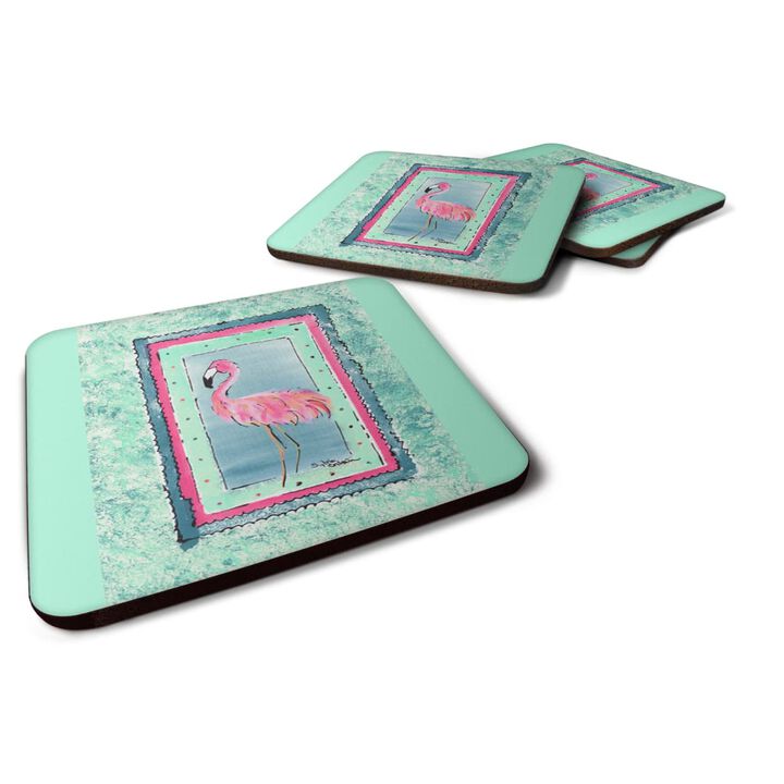 Caroline's Treasures 8107-BFC Bird-Flamingo Foam Coasters (Set of 4), 3.5 H x 3.5 W, Multicolor