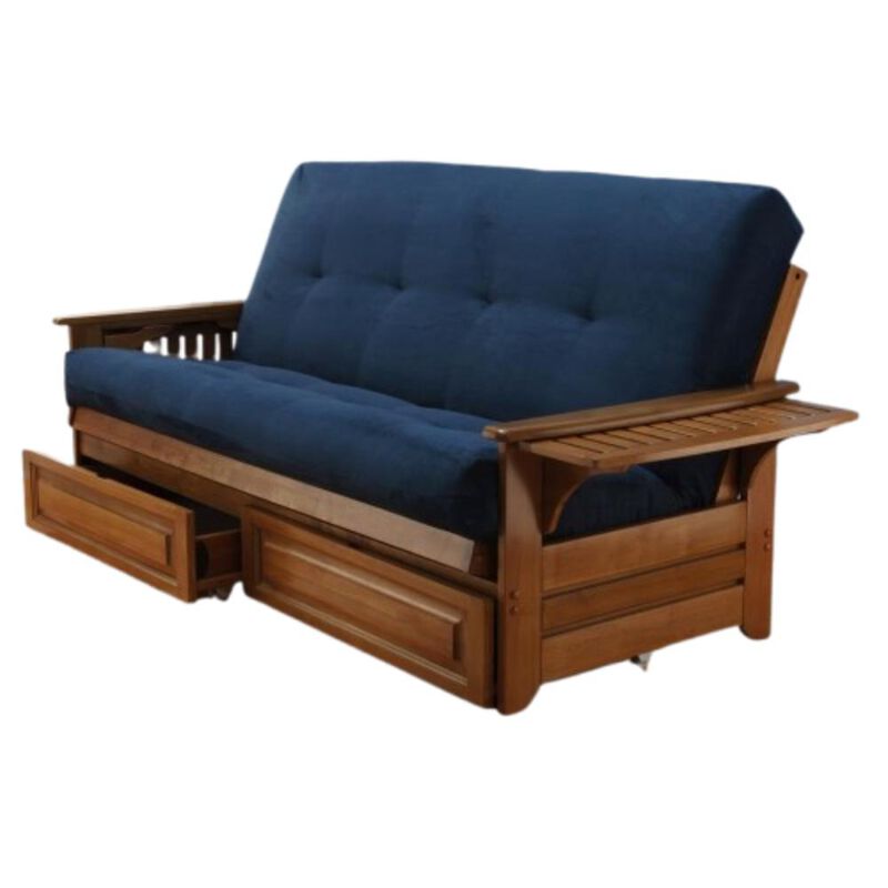 Phoenix Frame-Barbados Finish-Suede Navy Mattress-Storage Drawers