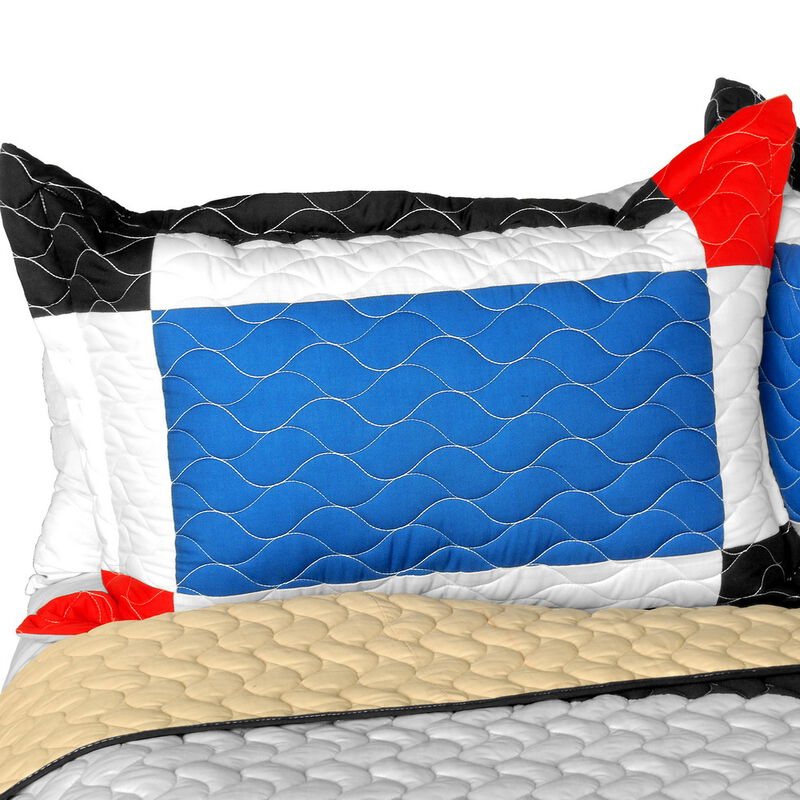 Vermicelli Quilted Patchwork Bedding Set Queen Size Water Ballet Design Set image number 4