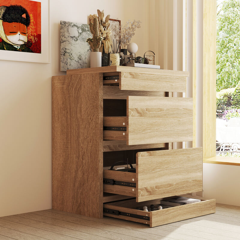 FUFU&GAGA Hidden Drawer Nightstand,Wood Grain MDF, NFC Lock, Flip-Top Door, (23.6"W x 15.7"D x 31.5"H),Brown