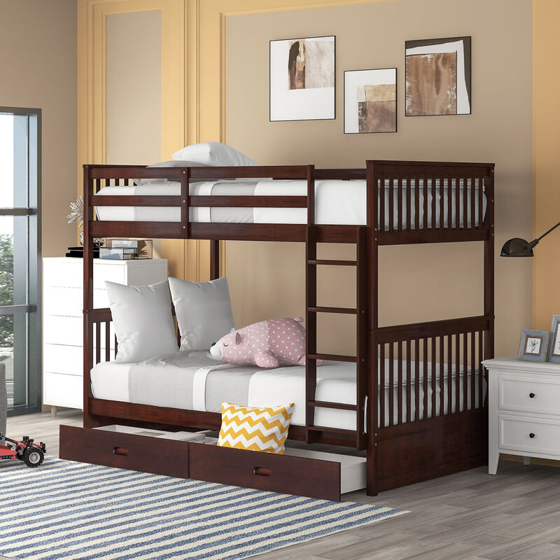 Merax Bunk Bed with Ladders and 2 Storage Drawers