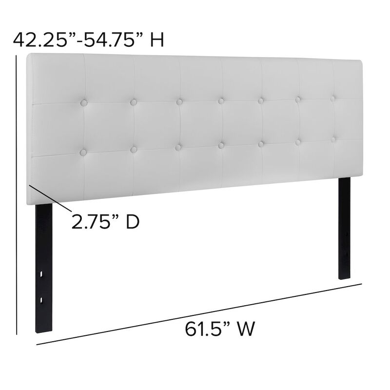 Flash Furniture Tufted Upholstered Queen Size Headboard in White Vinyl image number 2