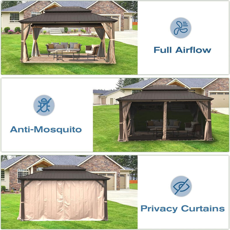 Streamdale 12' x 16' Aluminum Gazebo with Double Roof image number 4